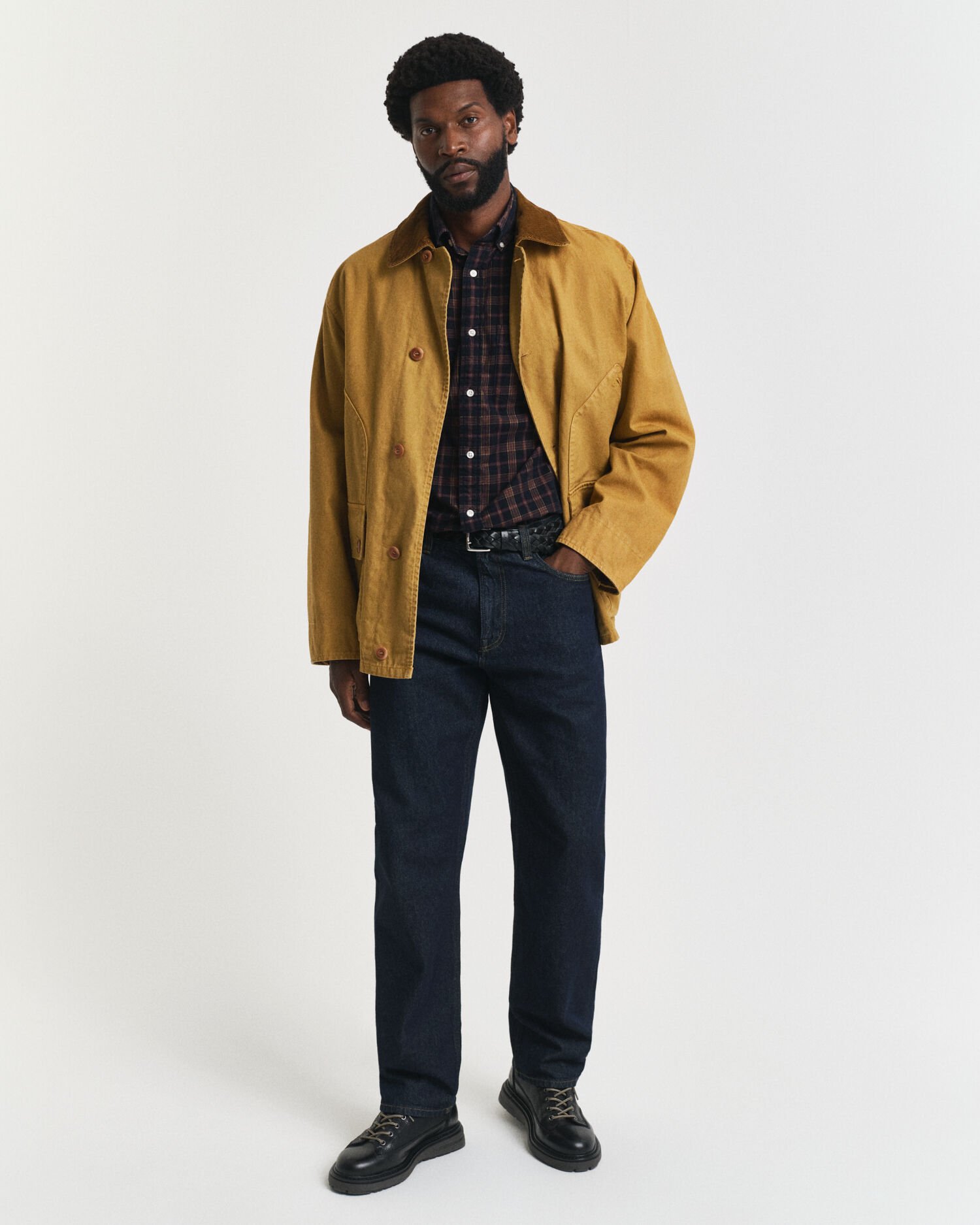 Camisa Regular Fit de pana a cuadros