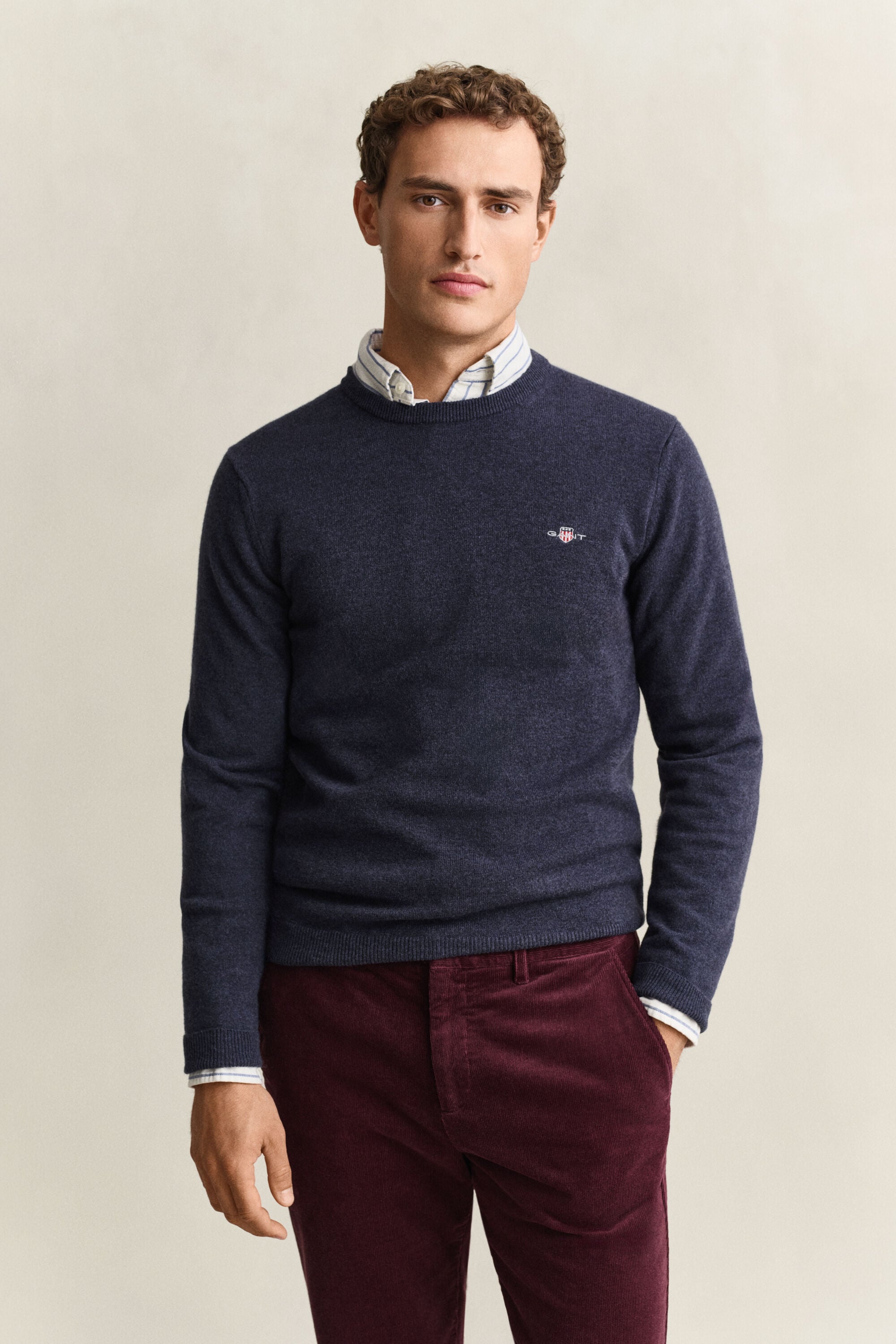 Jersey de lana de oveja con cuello redondo