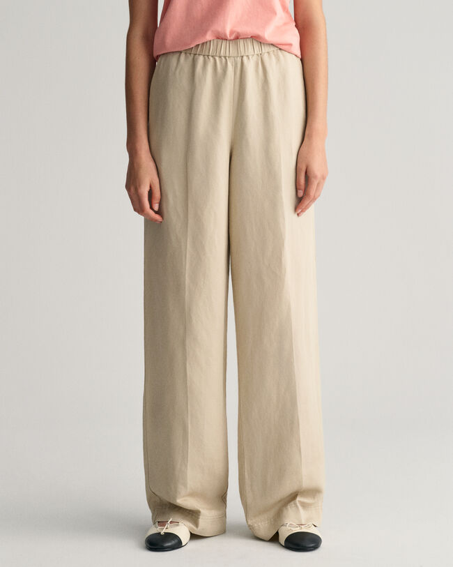 Pantalones Relaxed Fit en mezcla de lino Pull-On