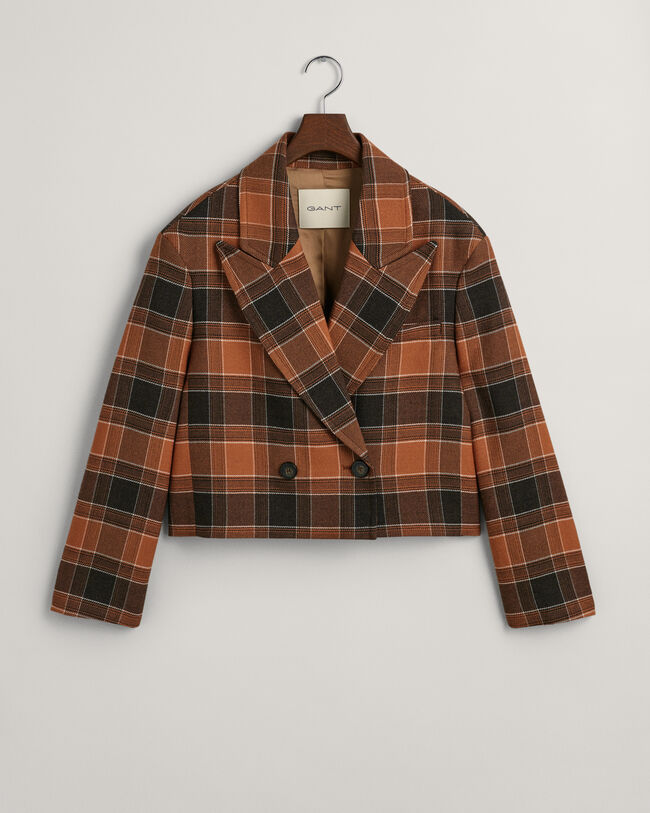 Chaqueta tipo americana corta de lana a cuadros