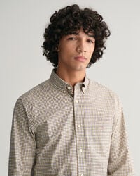 Camisa Regular Fit de popelina con microestampado de cuadros