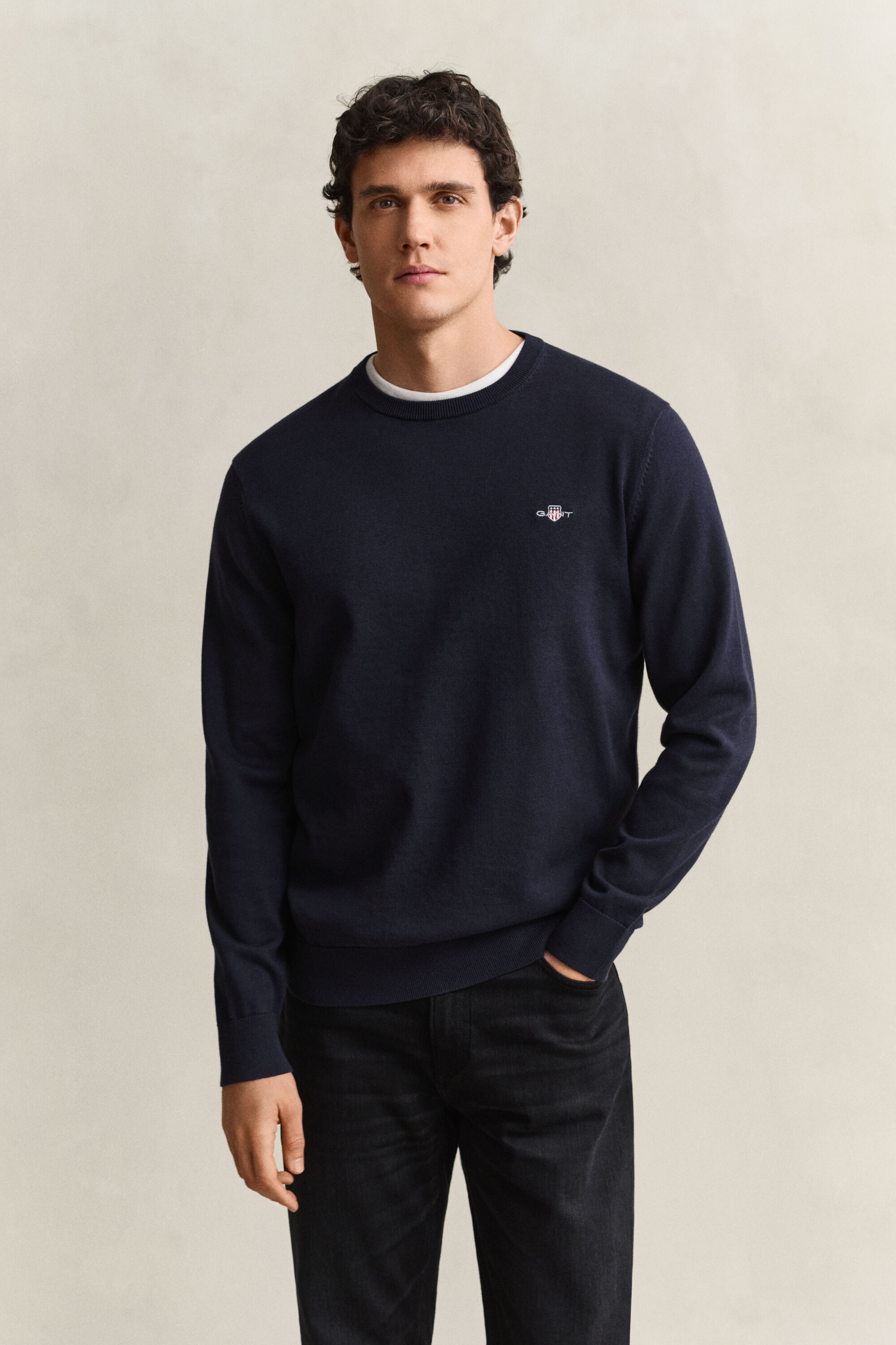 Jersey de algodón con cuello redondo
