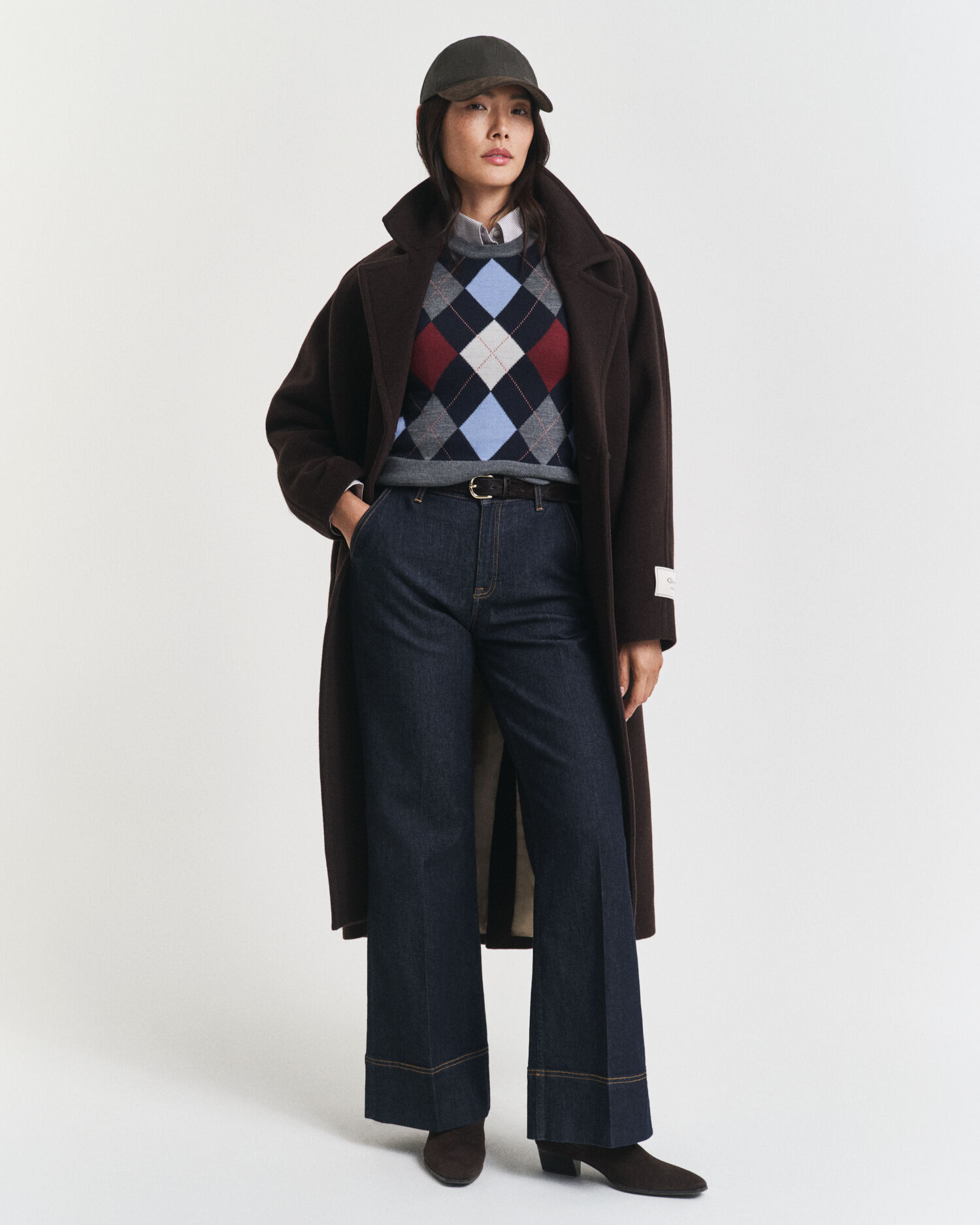 Chaleco de cuello redondo Argyle