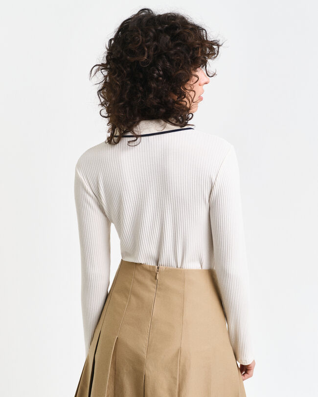 Polo de manga larga acanalado