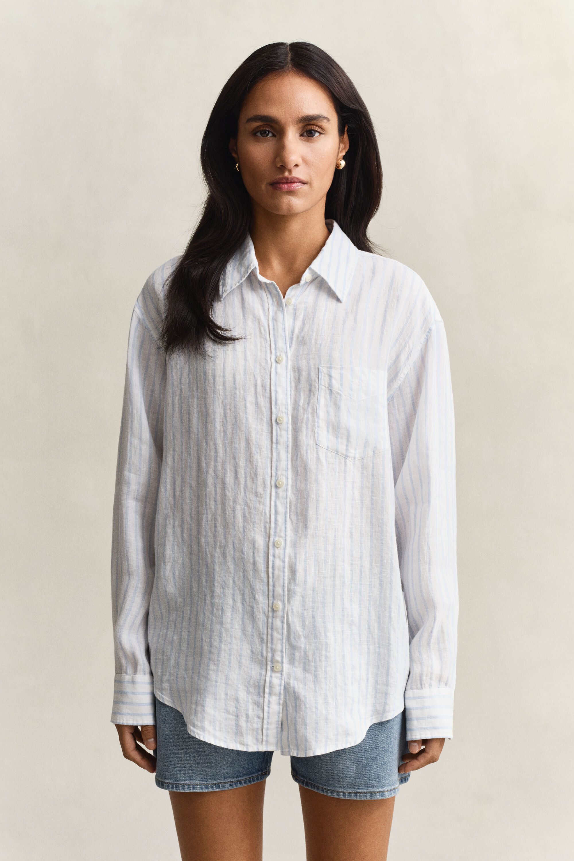 Camisa Relaxed Fit de lino a rayas