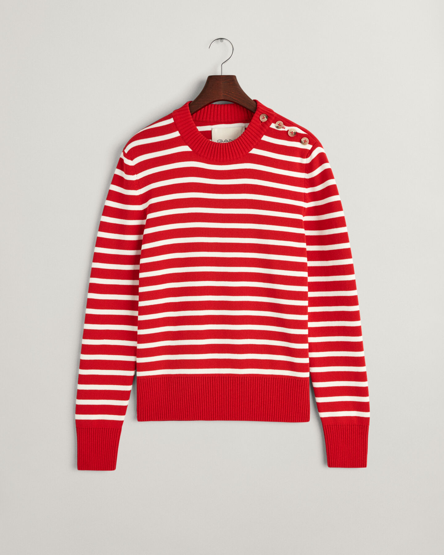 Jersey de algod&oacute;n con cuello redondo Breton Striped Shiny