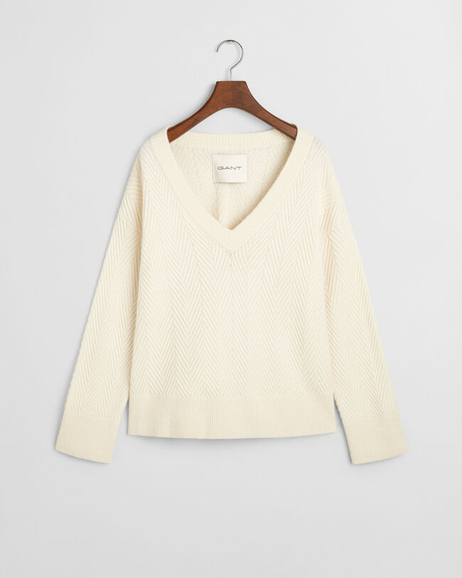 Jersey de cuello de pico con dise&ntilde;o de espiga