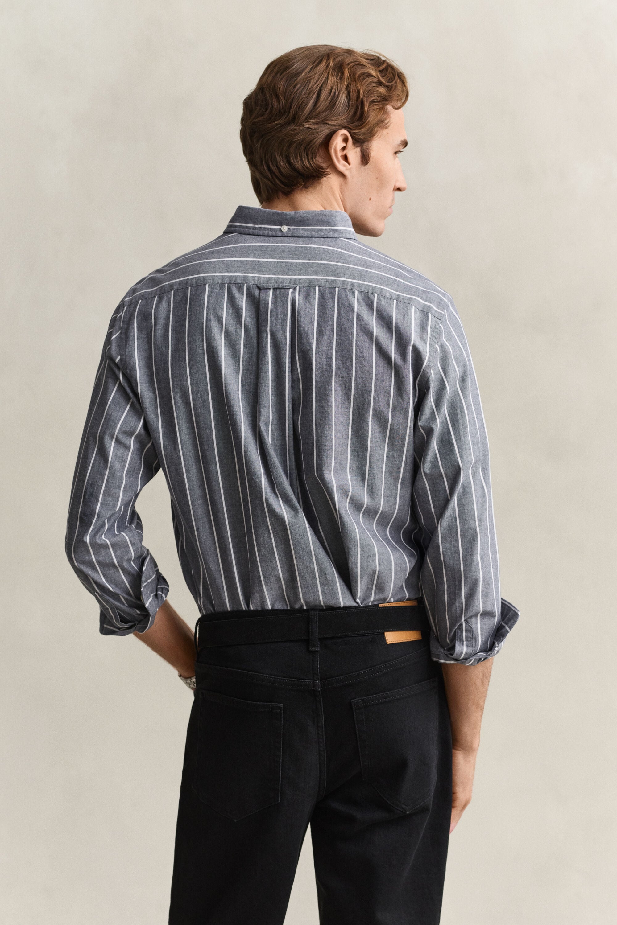 Camisa de popelina jaspeada a rayas