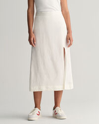 Falda midi en mezcla de lino