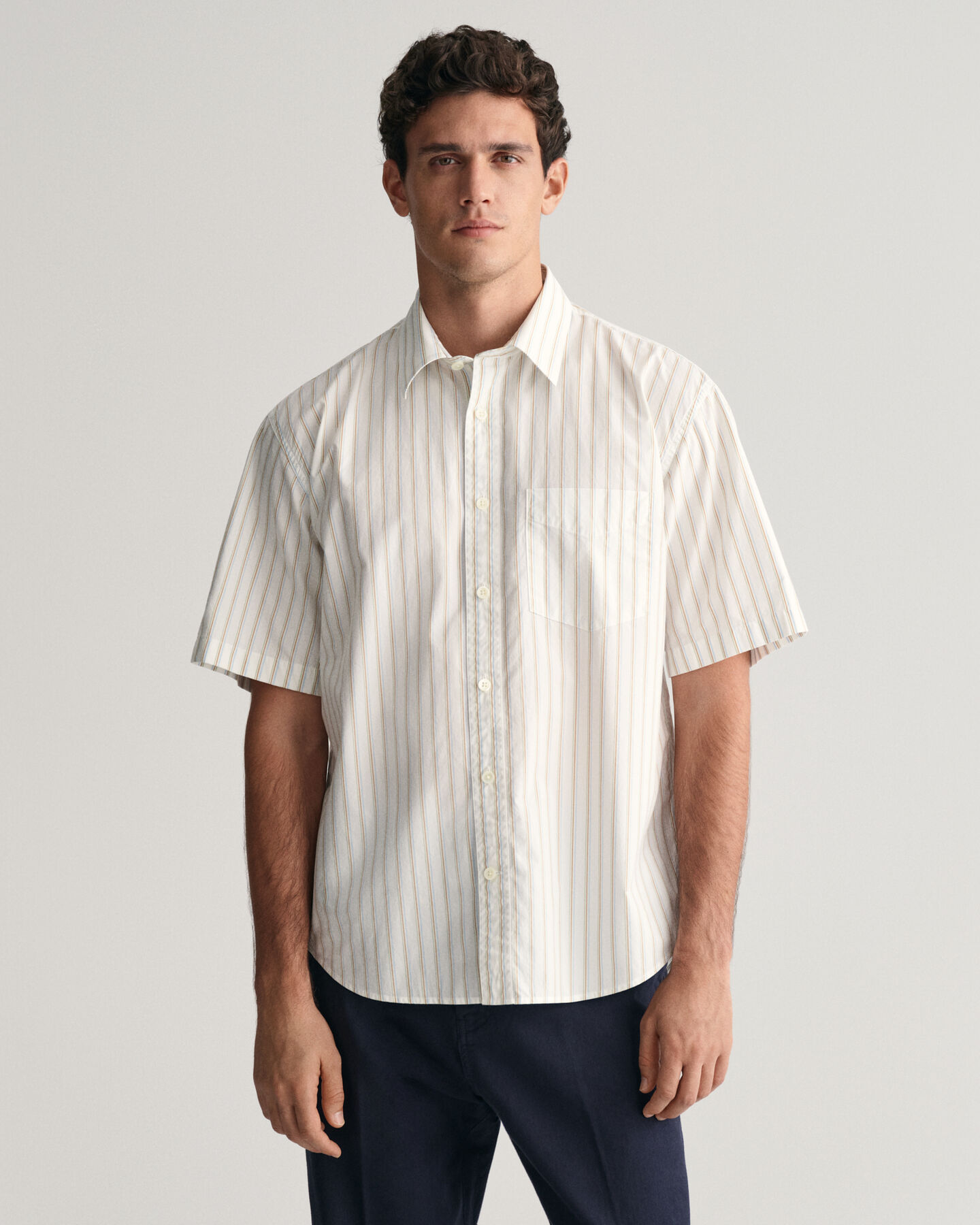Camisa Relaxed Fit de manga corta Heritage Poplin a rayas