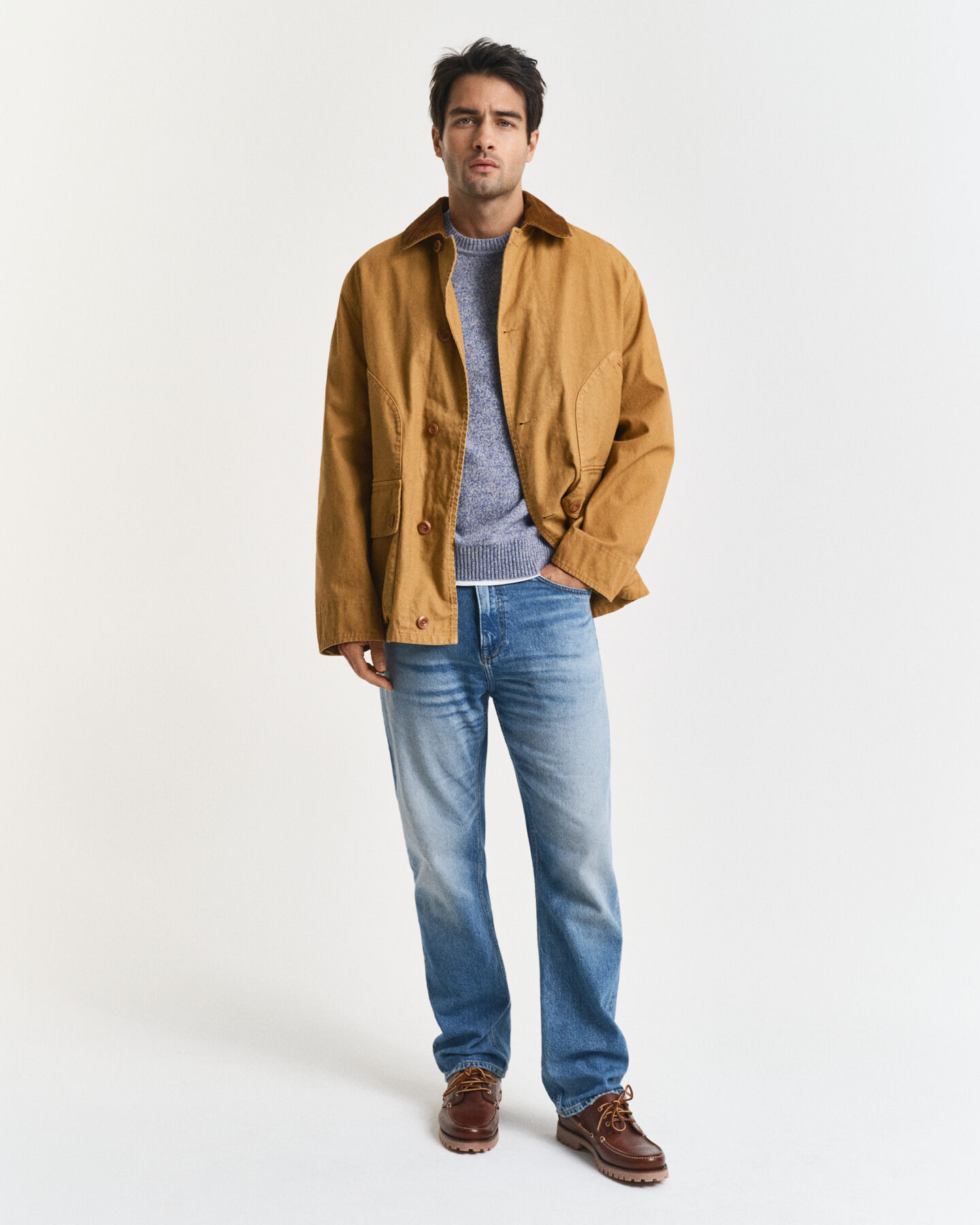 Jersey de cuello redondo en mouliné de mezcla de lana