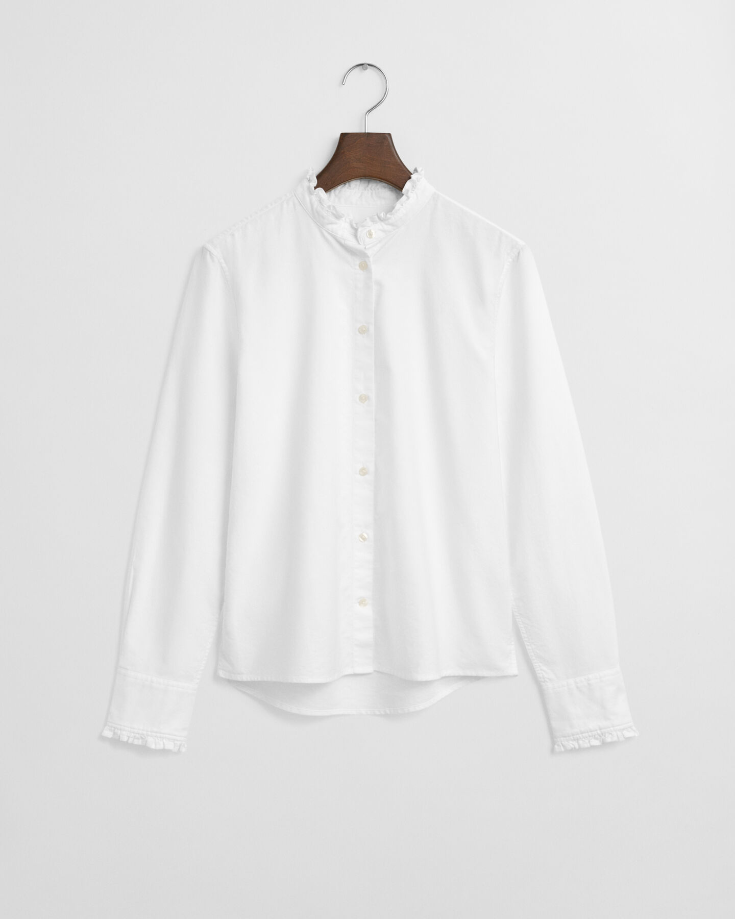 Blusa Oxford clásica con volantes