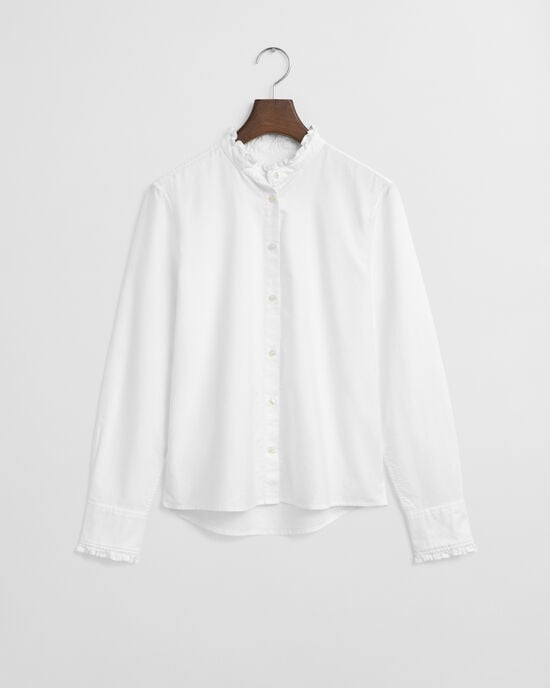 Blusa Oxford clásica con volantes