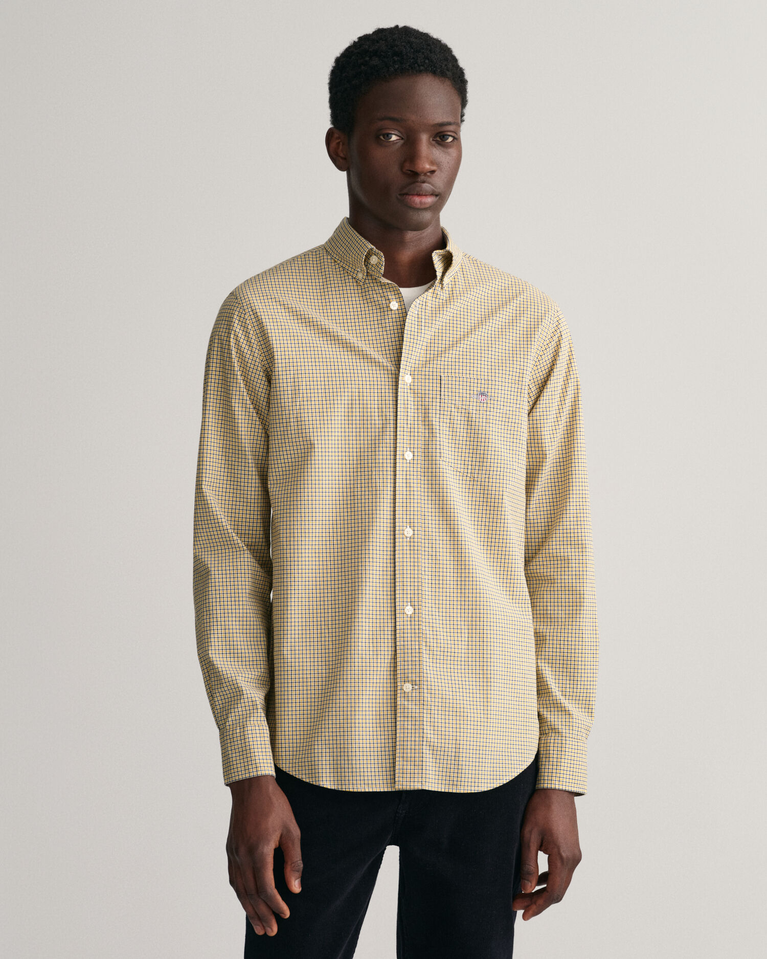 Camisa Regular Fit de popelina con microestampado de cuadros GANT