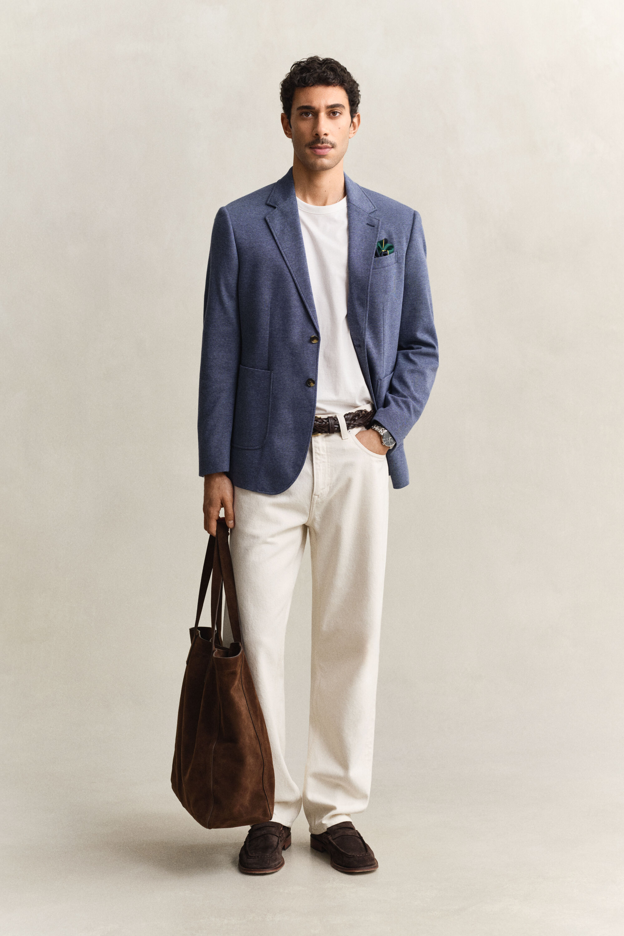 Americana de punto de piqué en dos tonos