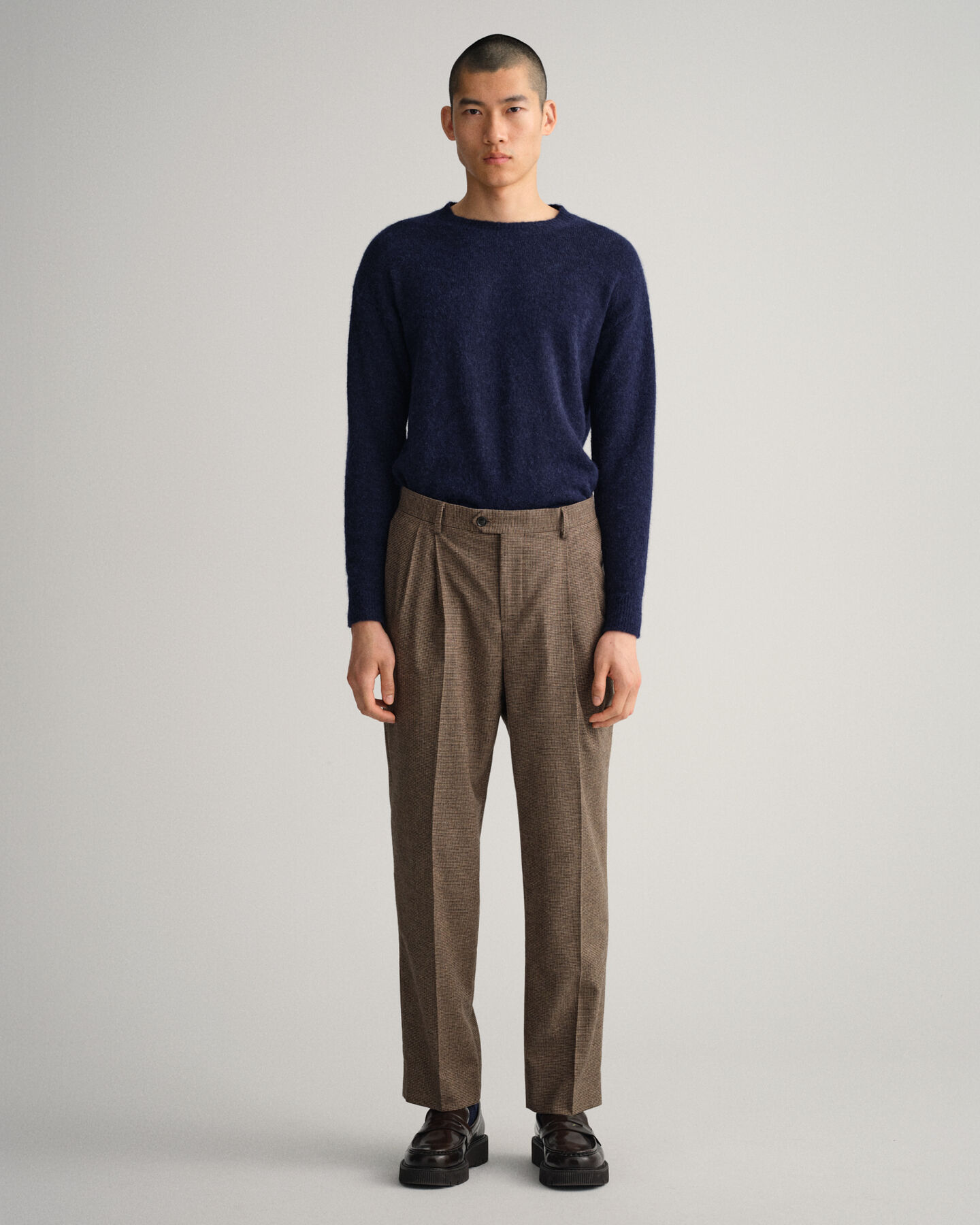 Pantalones de traje con estampado de pata de gallo