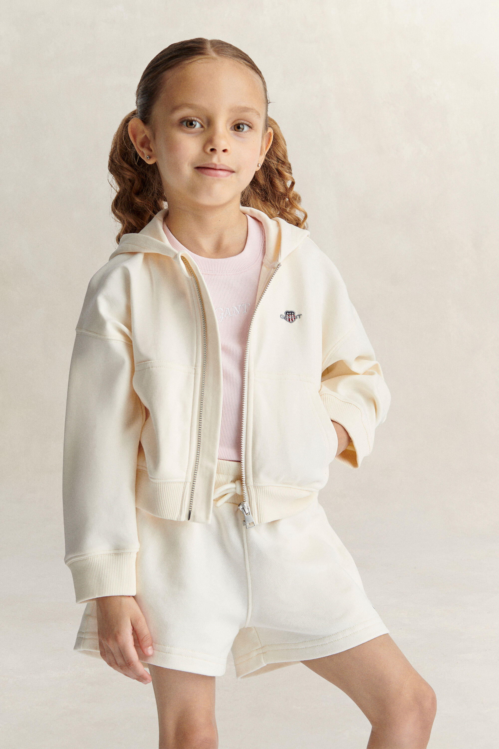 Sudadera corta con capucha y cremallera Shield Girls