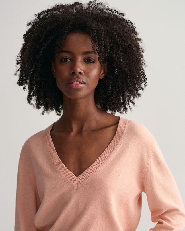 Jersey con cuello de pico en algod&oacute;n ligero