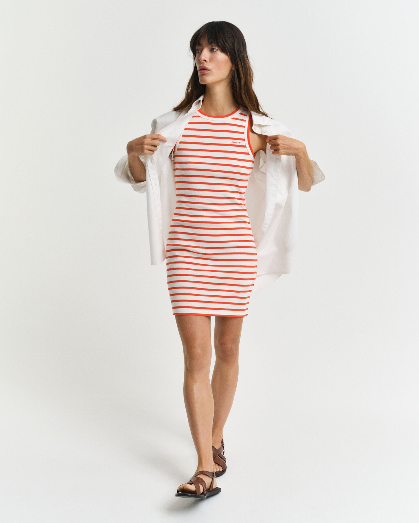 Vestido sin mangas de punto a rayas