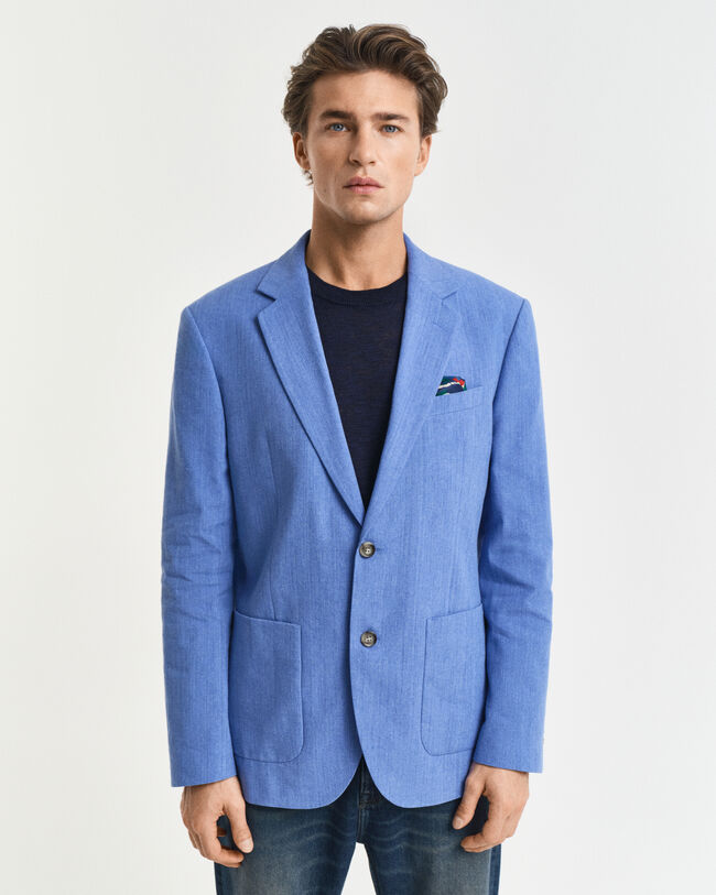 Chaqueta de traje Slim Fit de algod&oacute;n y lino