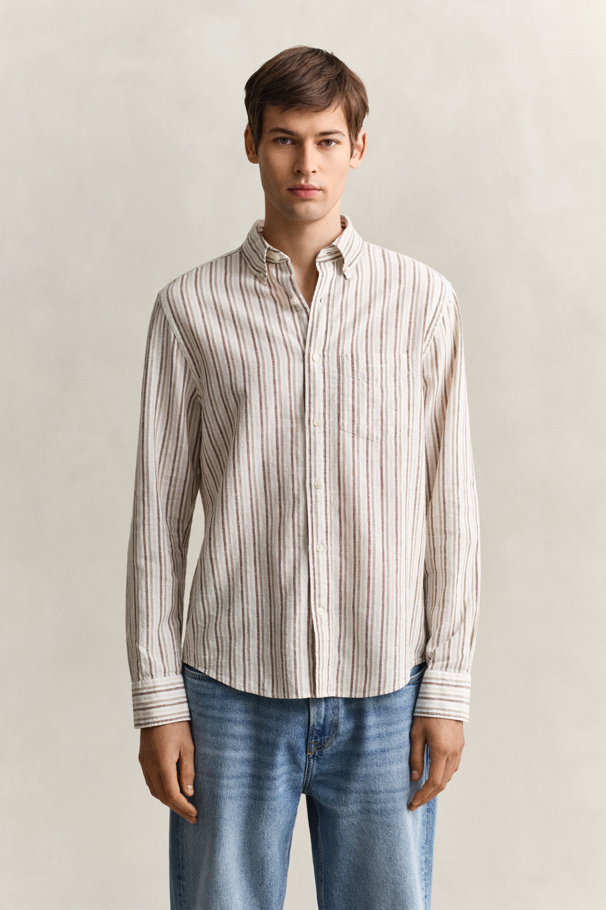 Camisa de mezcla de lino a rayas