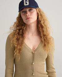 Top tipo cárdigan acanalado