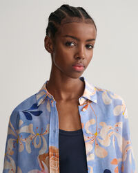 Camisa Regular Fit de seda y algodón con estampado de flores