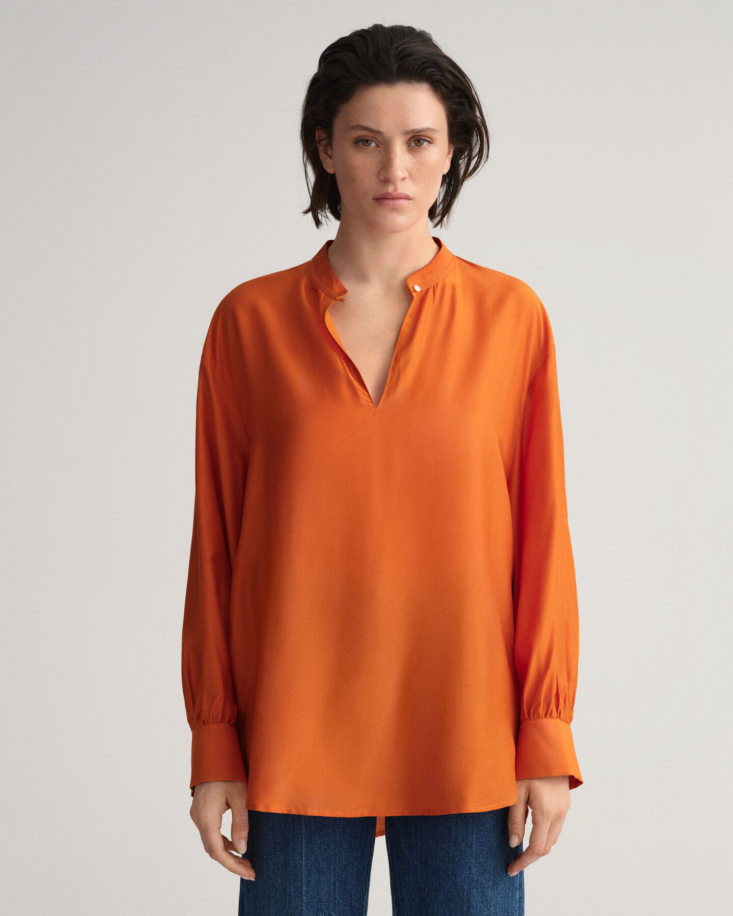 Blusa Popover de seda y lyocell