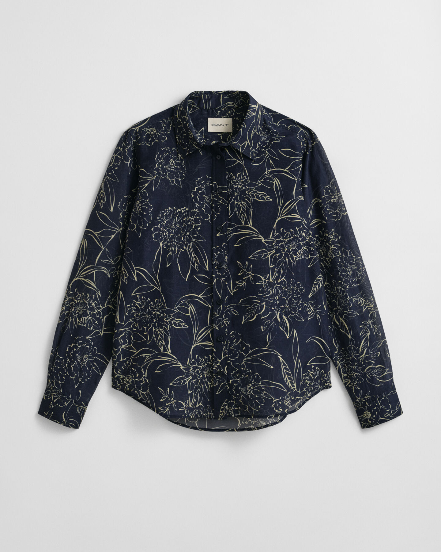 Camisa Regular Fit de seda y algodón con estampado de flores