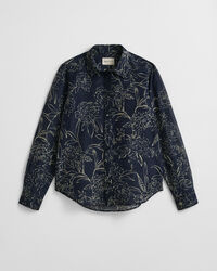 Camisa Regular Fit de seda y algodón con estampado de flores