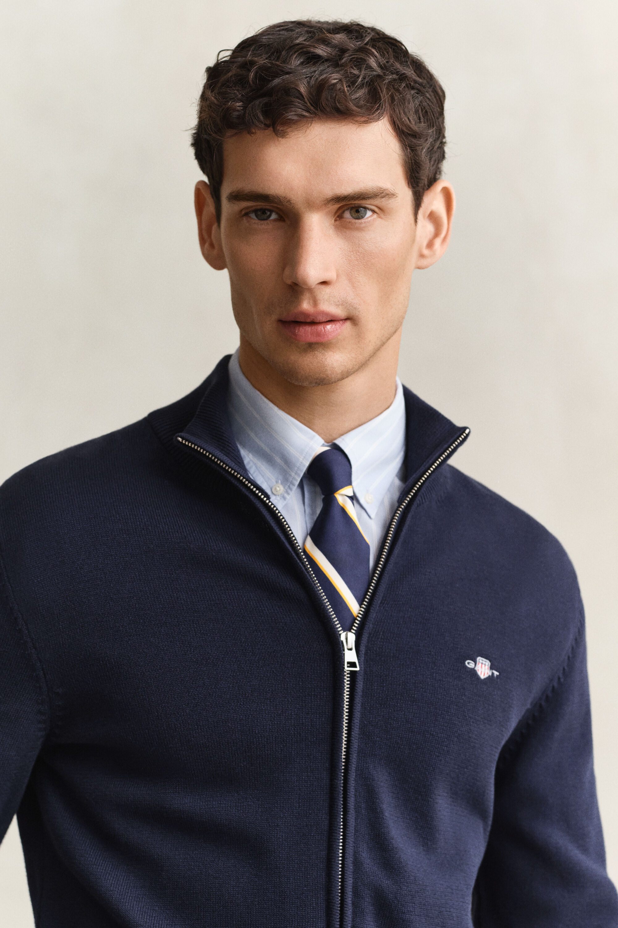 Cárdigan de algodón con cremallera Casual