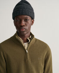 Jersey con media cremallera de lana y algodón acanalado