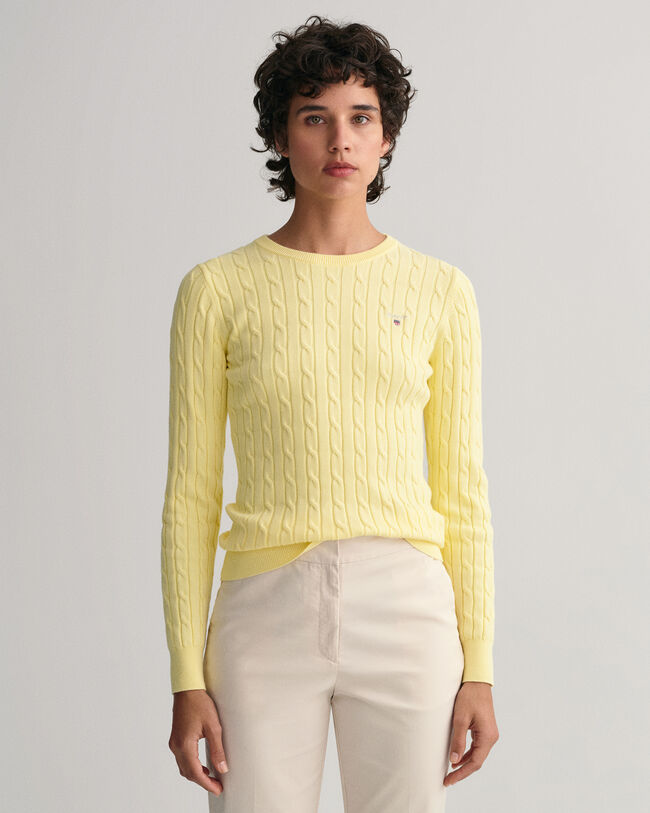 Jersey de cuello redondo y punto de ochos en algod&oacute;n el&aacute;stico