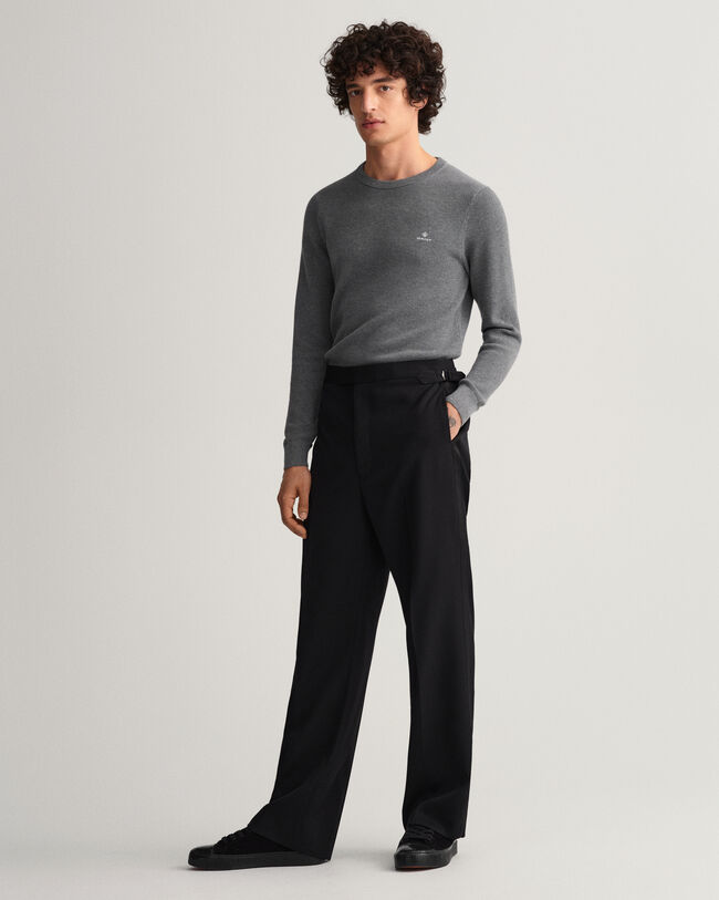 Jersey de cuello redondo en piqu&eacute; de algod&oacute;n