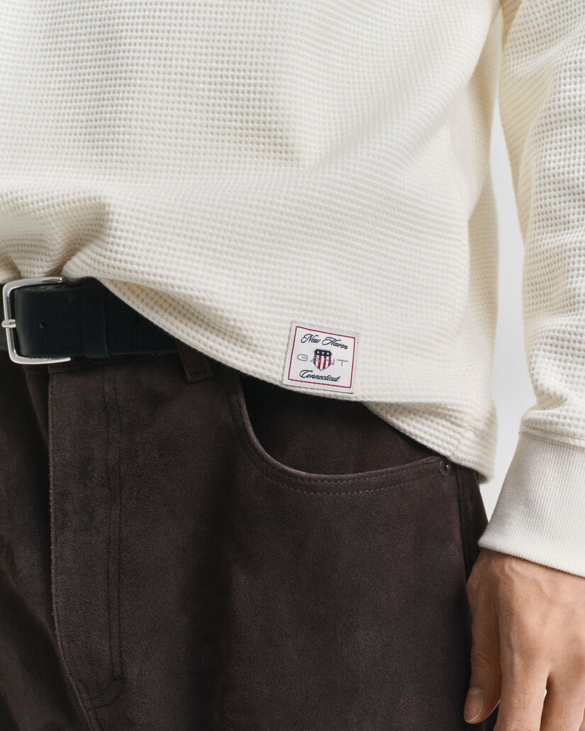 Camiseta panadera de manga larga con textura de nido de abeja