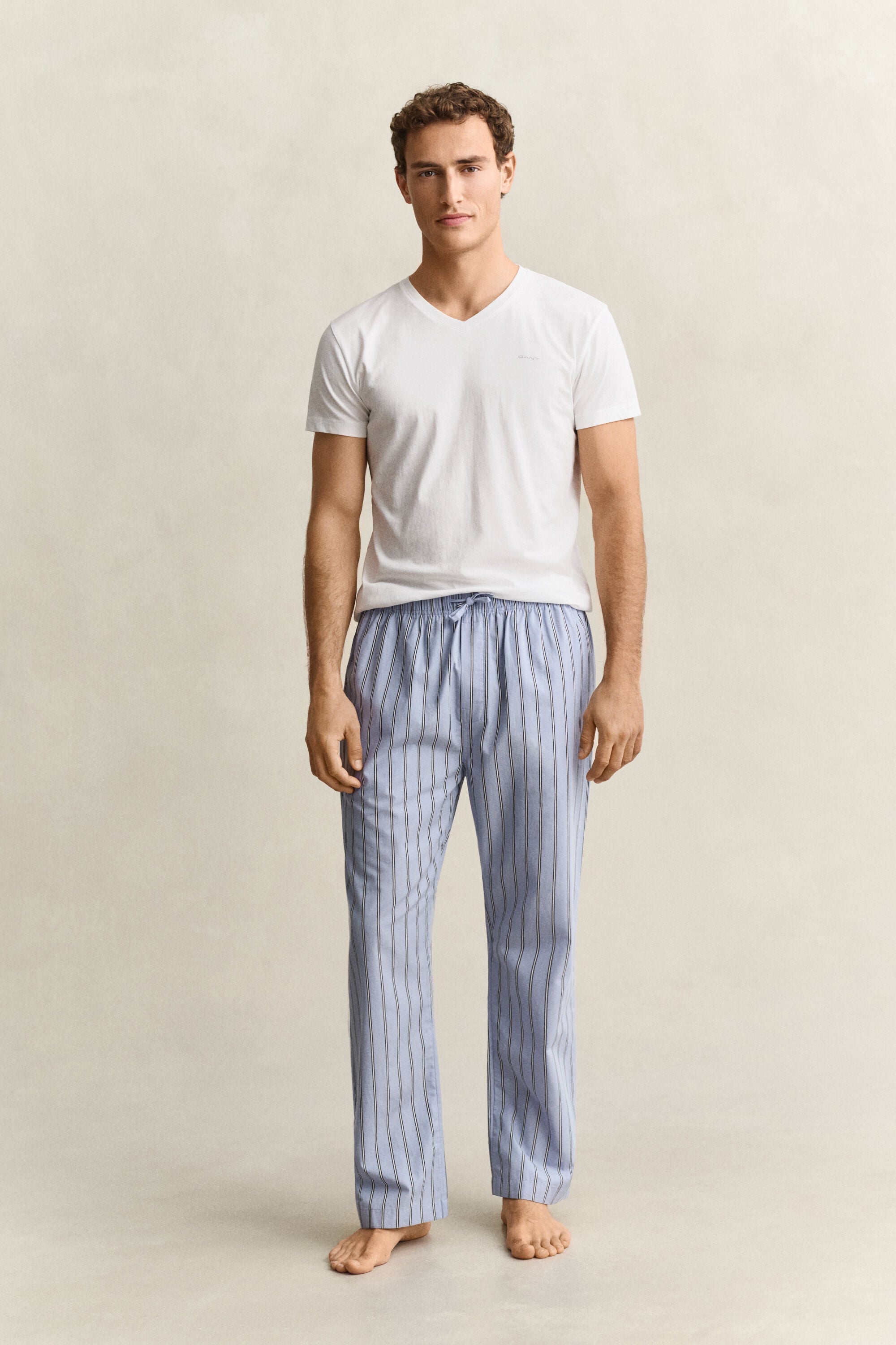 Pantalones de pijama de popelina a rayas