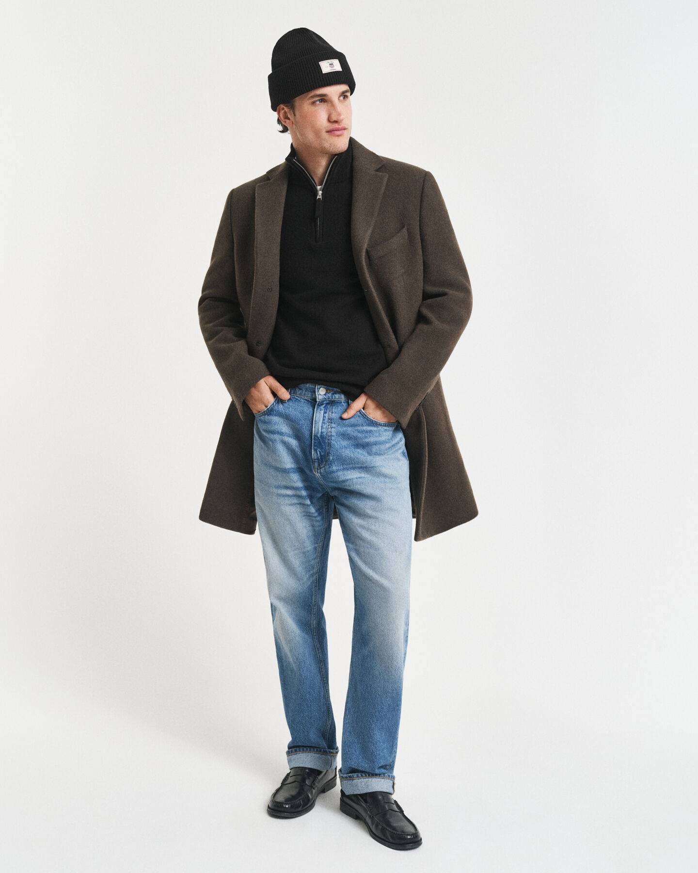 Jersey de lana de oveja muy fina con media cremallera