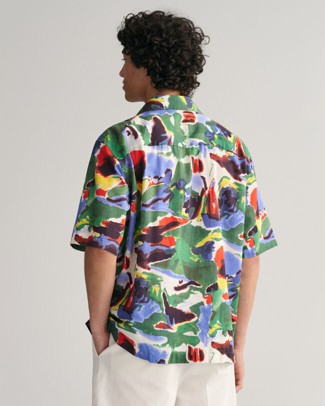 Camisa Relaxed Fit estampada de manga corta en algod&oacute;n y lyocell