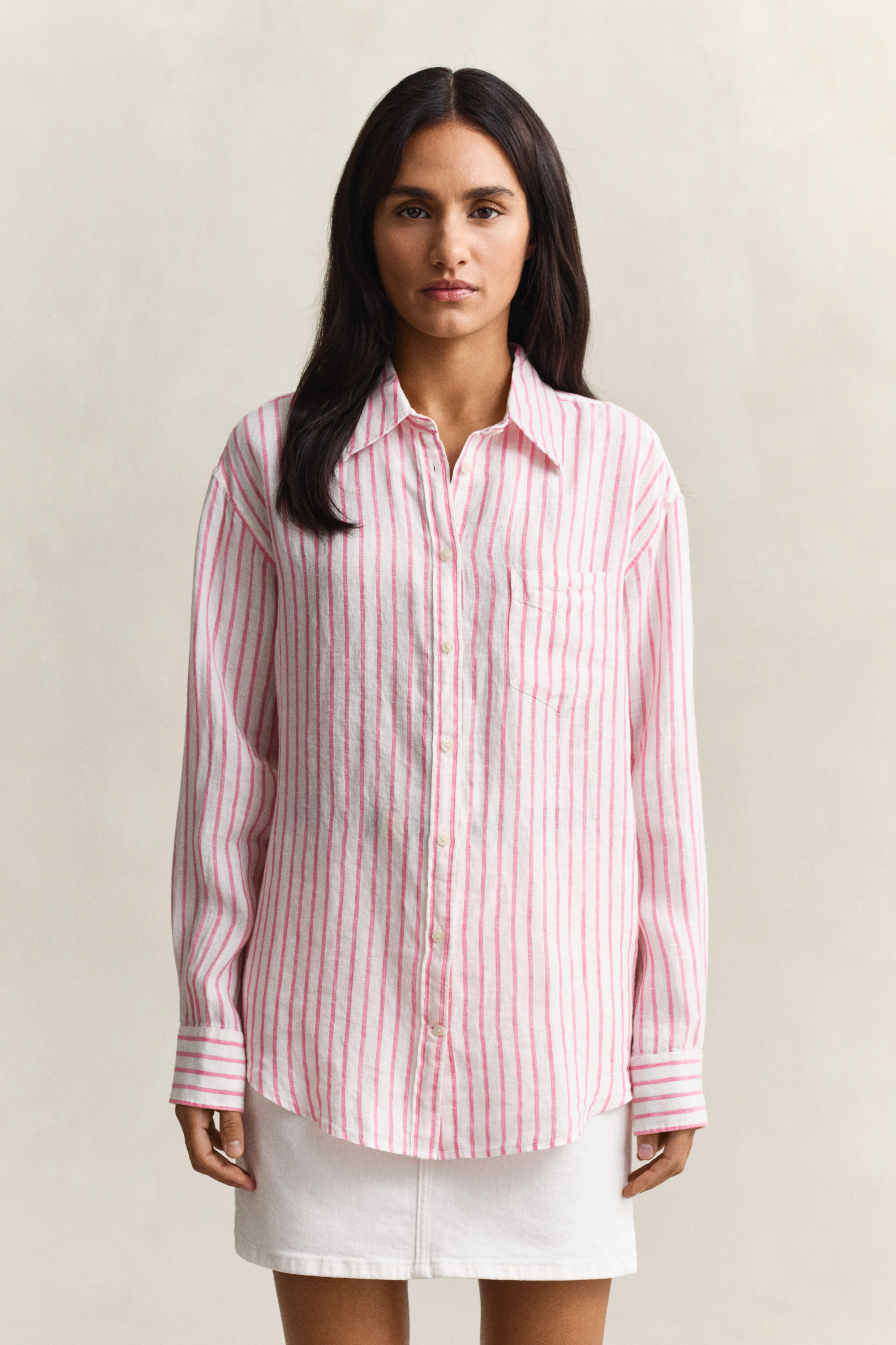 Camisa Relaxed Fit de lino a rayas