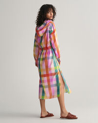 Vestido de algod&oacute;n y seda a cuadros multicolor