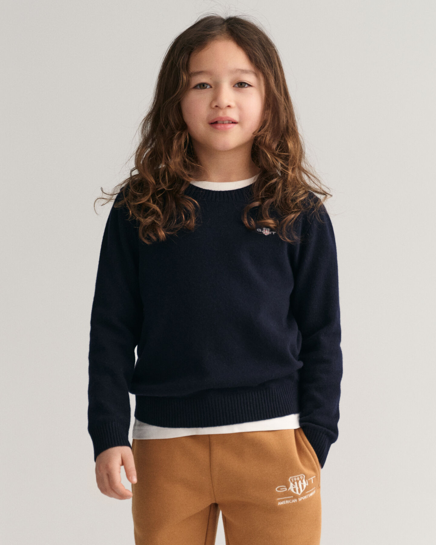 Jersey de cuello redondo en lana de oveja Shield Kids