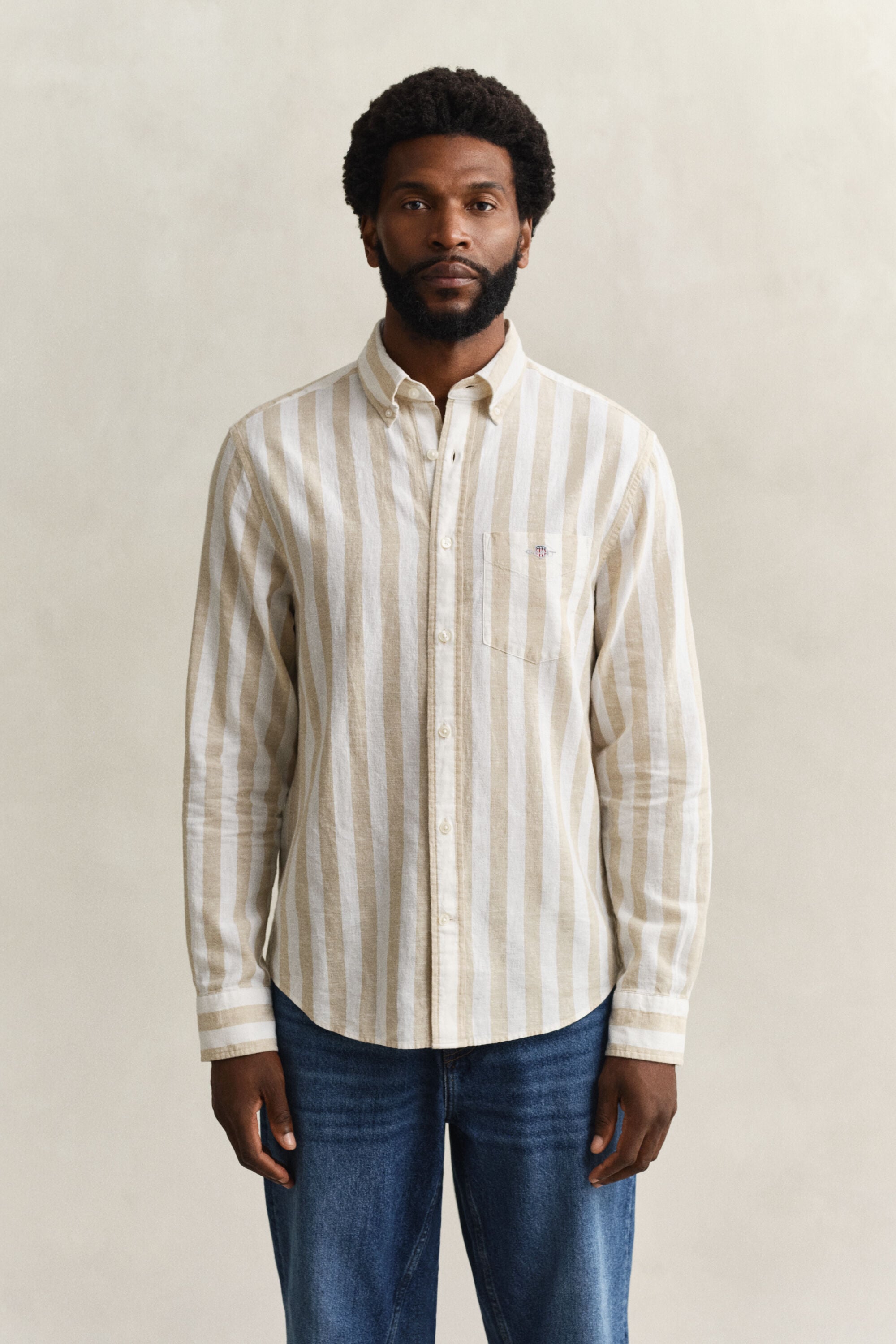 Camisa de mezcla de lino a rayas
