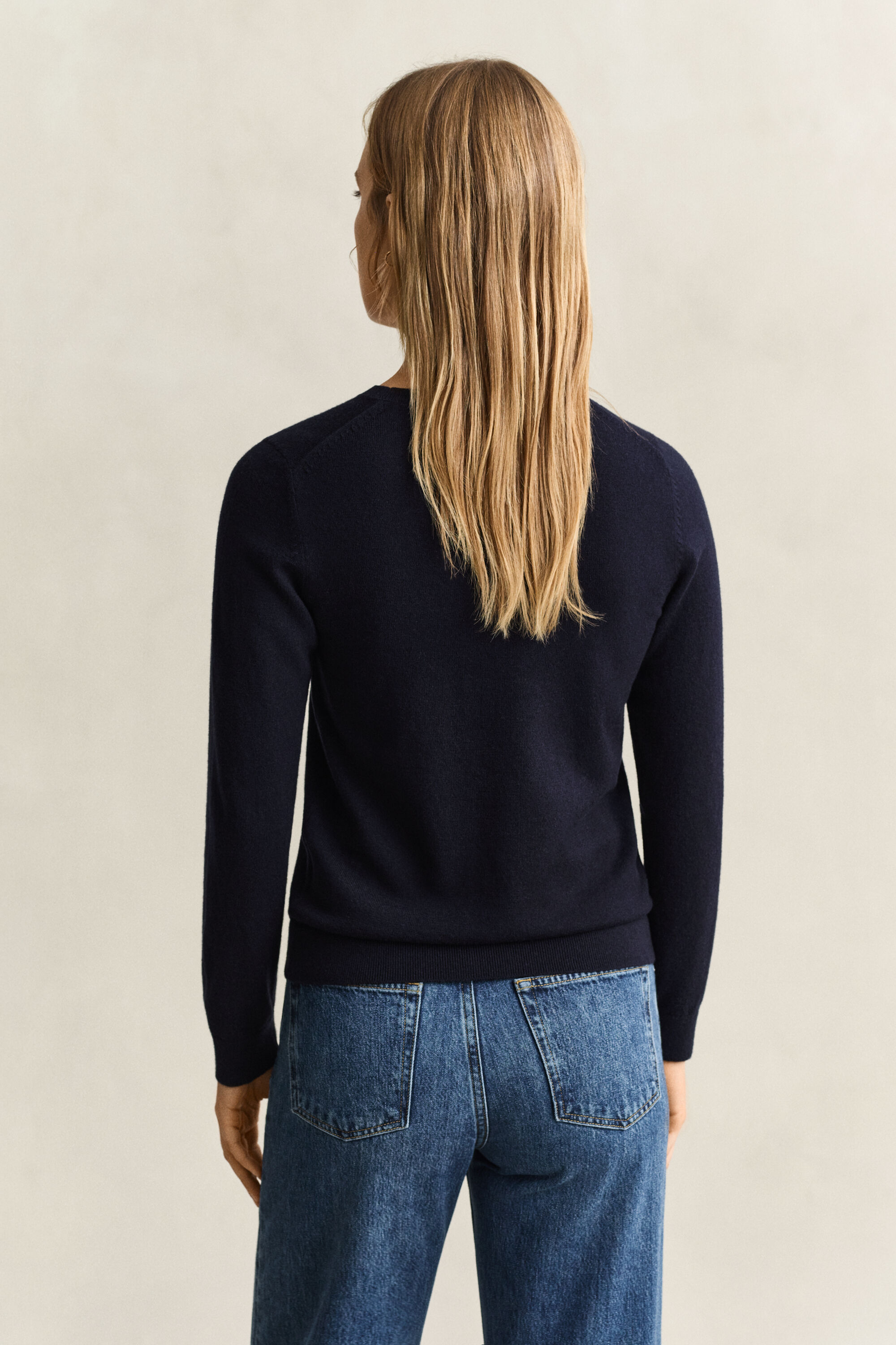 Jersey de lana y algodón con cuello redondo