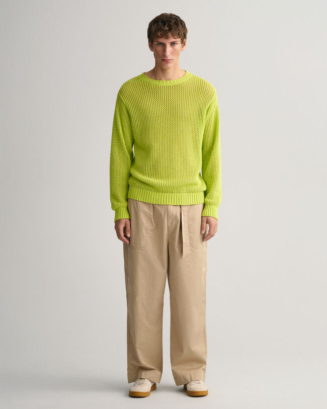 Pantalones de popelina de algod&oacute;n con cintur&oacute;n