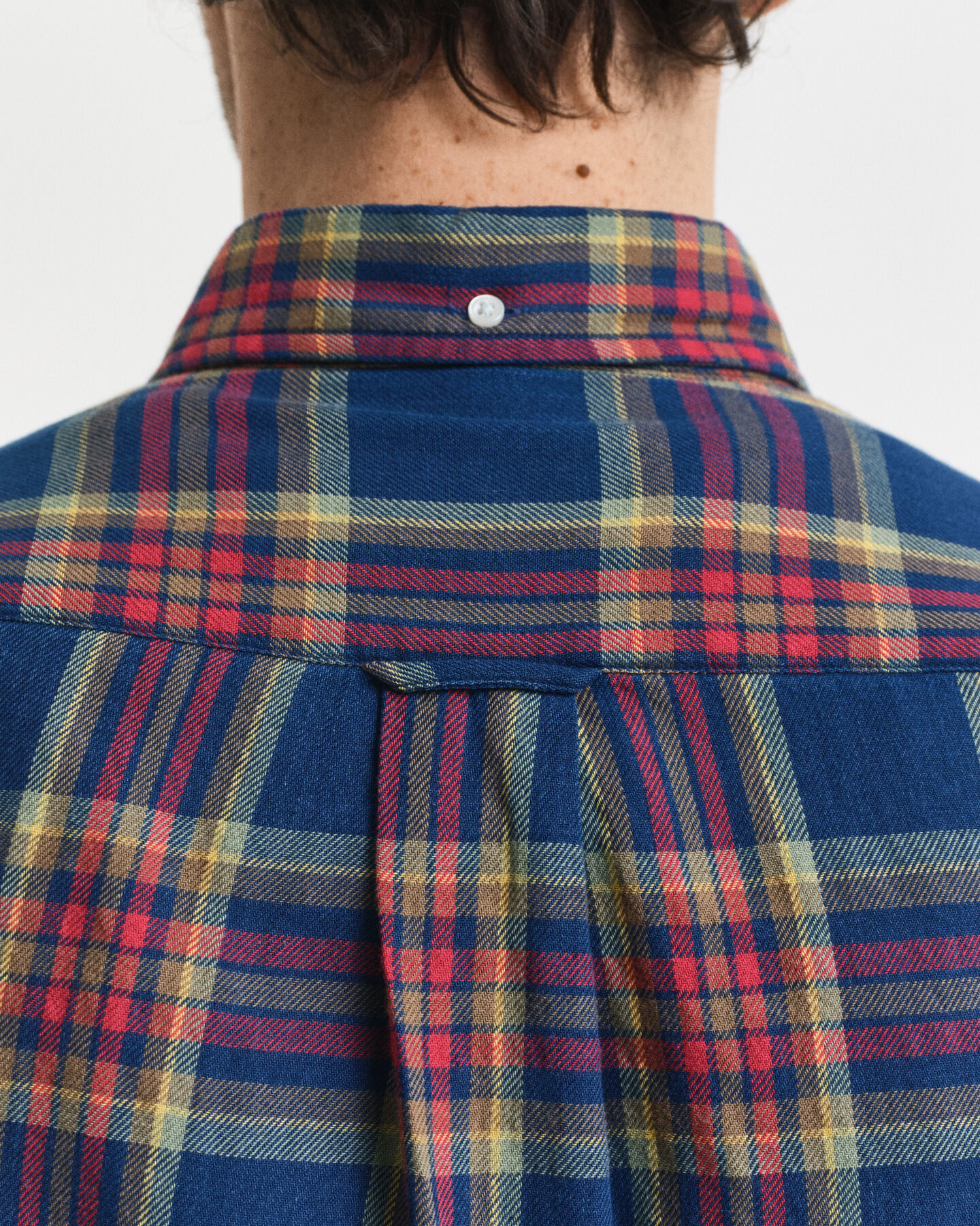 Camisa Regular Fit de sarga a cuadros añil