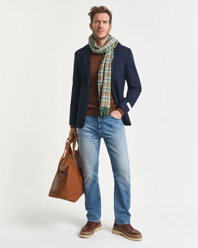 Americana de punto de algodón y lana en dos tonos