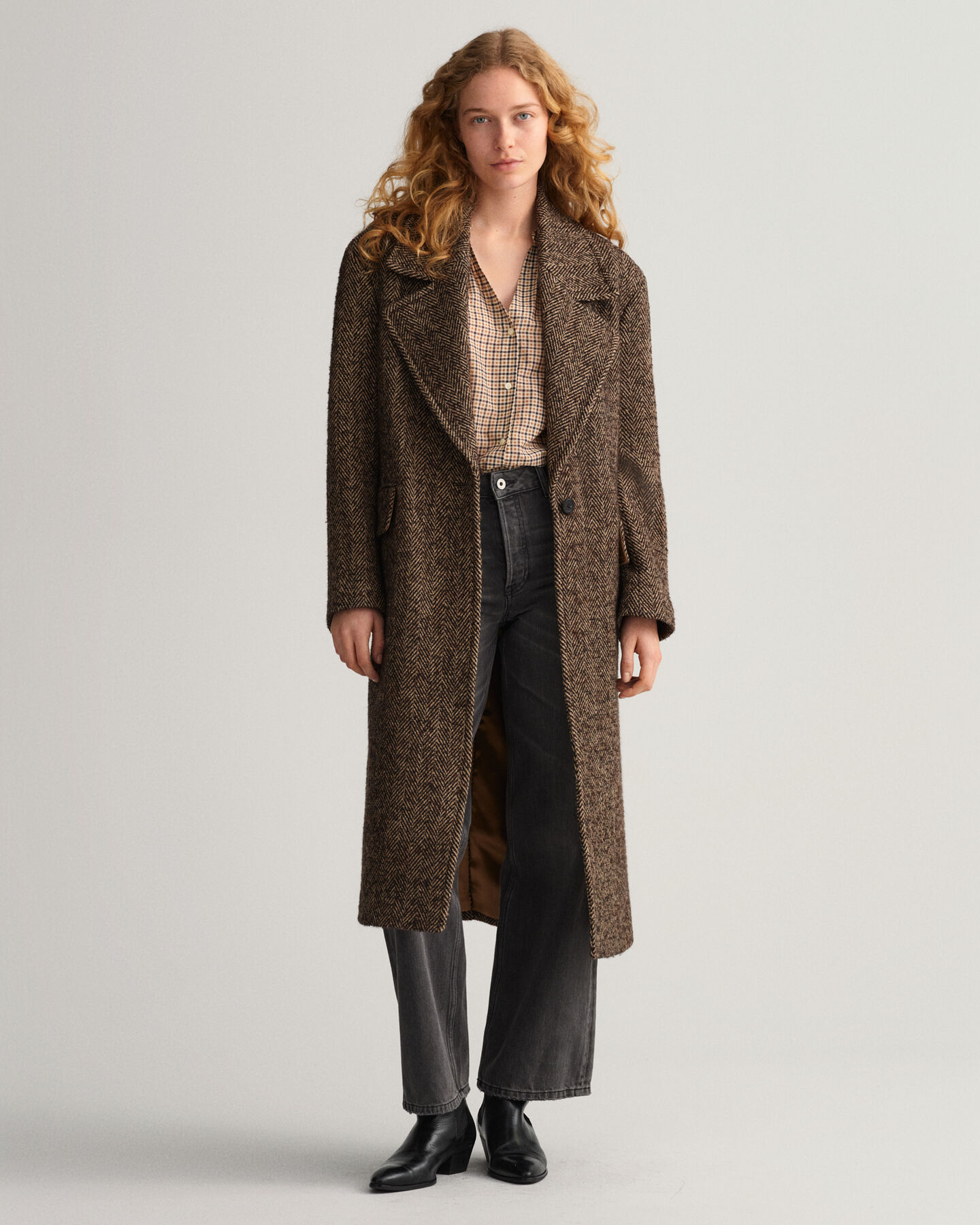 Blusa de algod&oacute;n y seda a cuadros