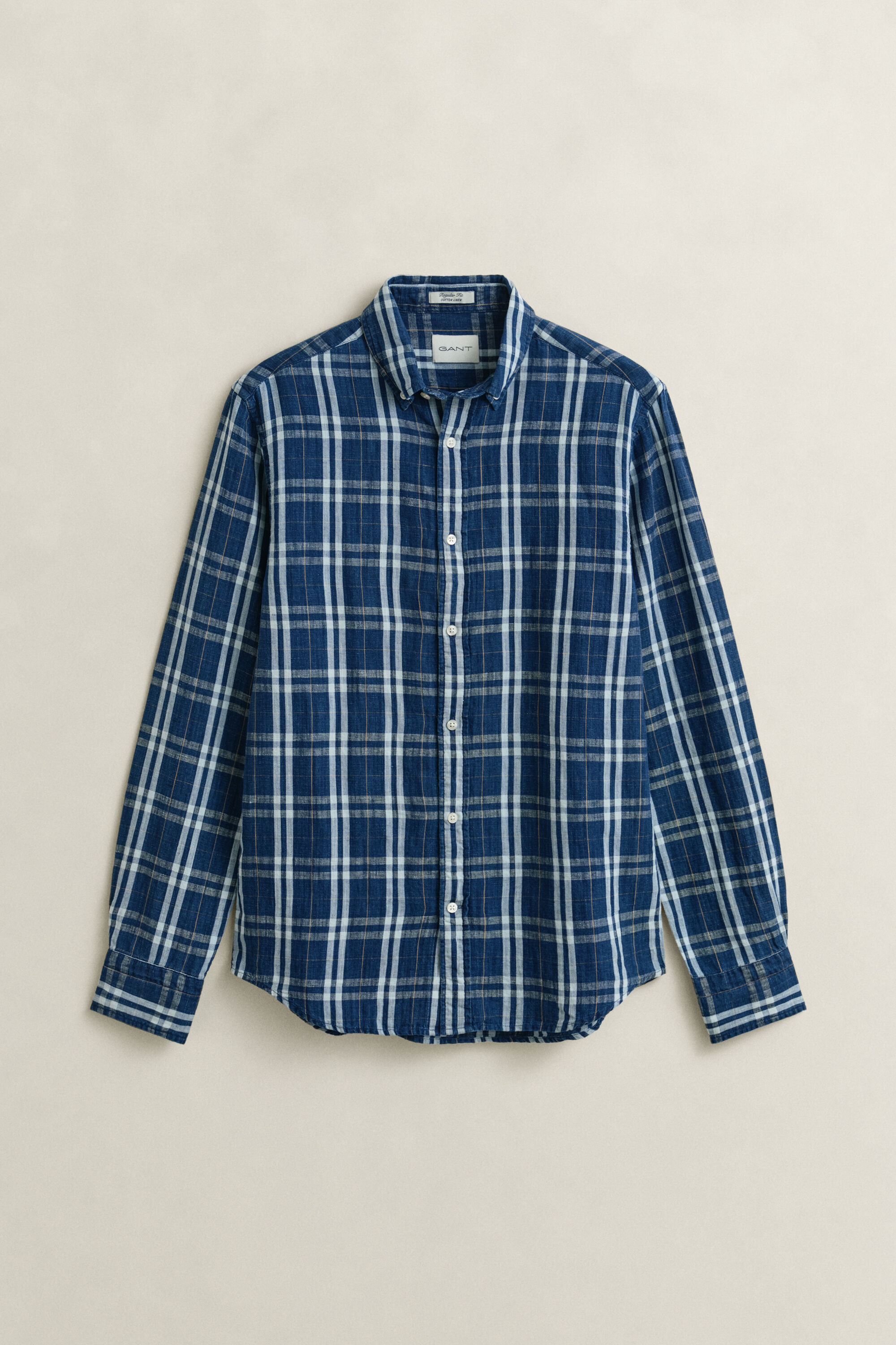 Camisa de cuadros de algodón y lino