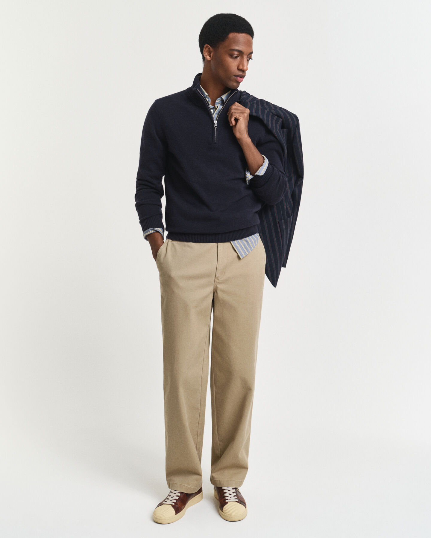 Jersey de cachemir con media cremallera