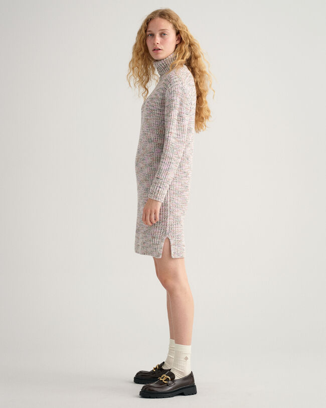 Vestido multicolor con cuello vuelto